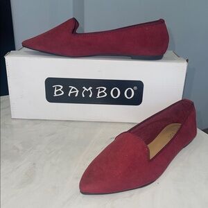 New! ✨ Women Wine/Burgundy Faux Suede Flats- 🥿